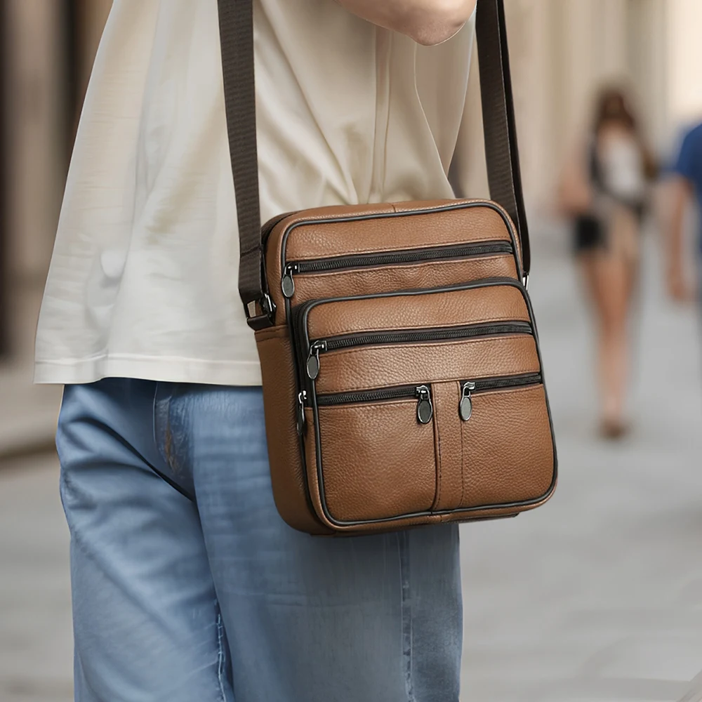 Новая кожаная сумка Мужская Ручная через плечо мужская из воловьей кожи с