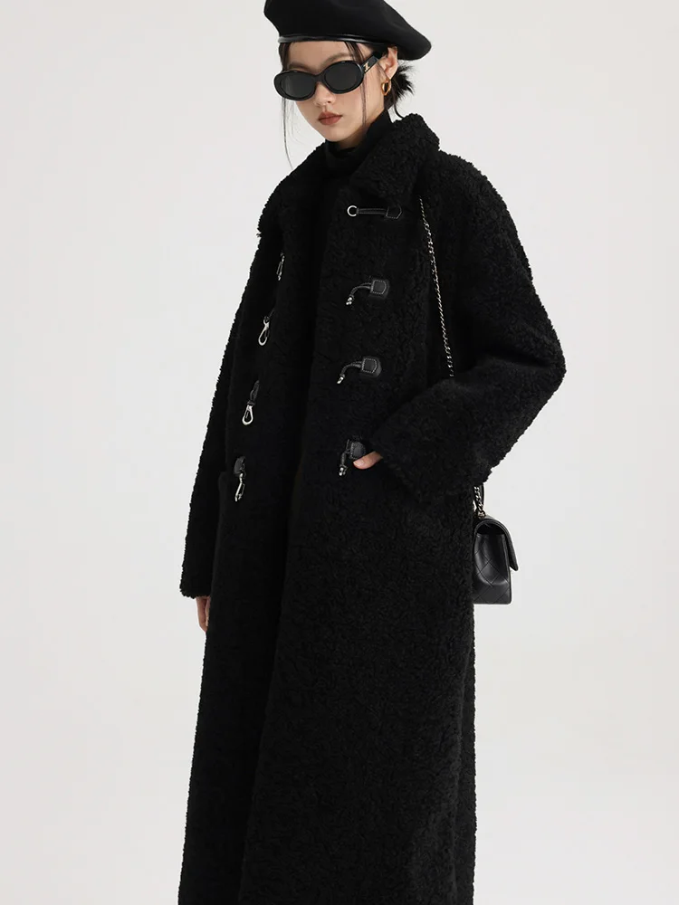Fur Integration Long Black Coat 2022 Winter jacket Faux Fur Jackets Women Lamb Fur Plush Coat Vintage Warm Teddy Coat Overcoat
