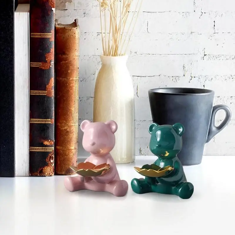 

Violent Bear Model Ceramic Crafts Games Collectible Models Key Tray for Entryway Storage Home Desktop Animal Figurines