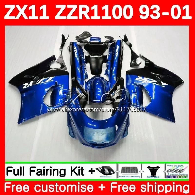 

blue black ZX-11 R For KAWASAKI NINJA ZZR 1100 ZX 11R ZX11 R ZX-11R ZZR1100 ZX11R 93 94 95 96 97 98 99 00 01 Fairing 114LQ.98
