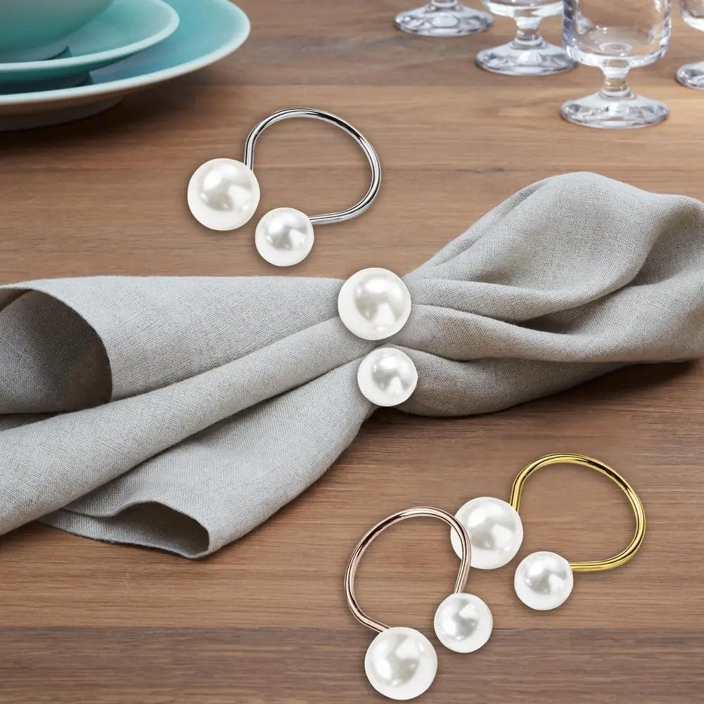 

12 шт., кольца для салфеток с жемчугом
