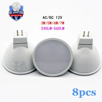 8pcs led spotlight mr16 gu5 3 low pressure acdc 12v 3w 5w 6w 7w light angle 120 degrees warm white day light led light lamp