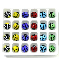 24pcs creative cute ladybug design rare glass marbles ball ornaments game pinball toys easter party birthday gifts for kids 16mm