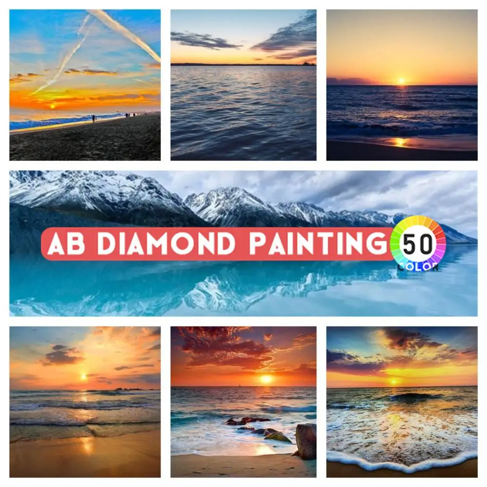 

Алмазная живопись AB Diy 5d, морской пейзаж, восход солнца, полный квадратный Набор для вышивки крестиком, домашний декор, настенное искусство