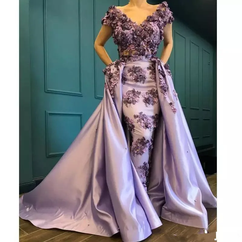 

robe de soiree abiye formal dress 2019 Sexy Luxury Mermaid Evening Dress V-Neck Flowers Appliques Plus Size Formal Prom dresses