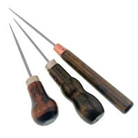 3pcsset awl leather punch tool wooden handle sewing accessories awl for needlework leatchercraft