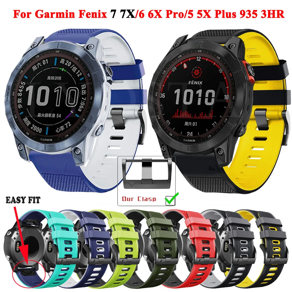 

Ремешок силиконовый для смарт-часов Garmin Fenix 7 7X 5 5X 3HR 6X 6Pro, 22 мм