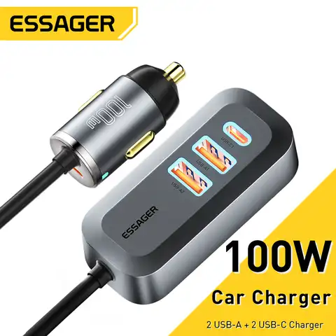 Зарядное устройство Essager автомобильное с USB-портом и поддержкой быстрой зарядки, 100 Вт