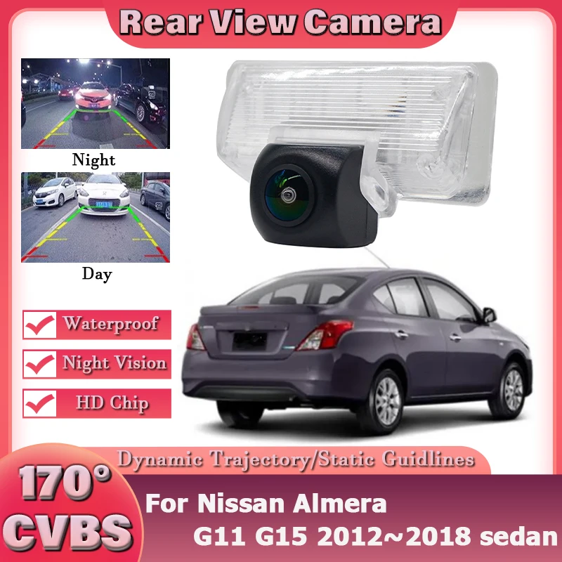Фото HD 170 °   Камера заднего вида Fish Eye для Nissan Almera G11 G15 March Micra K14 Rogue MK1 Versa Note E12 Serena C25 C26 Elgrand №1
