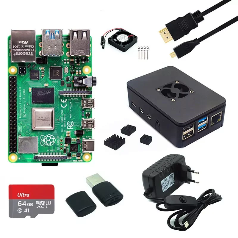 

NEW Raspberry Pi 4 8GB 2GB 4GB RAM with ABS Case Power Supply Adapter Aluminum Heat Sink for Raspberry Pi 4 Model B Pi4 4B