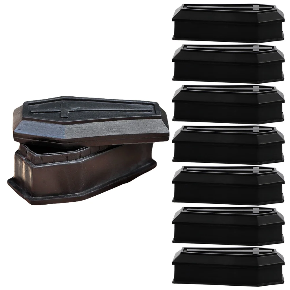 

8 Pcs Coffin Model Halloween Adornment Cover Haunted House Prop Decor Plastic Party Favors Box