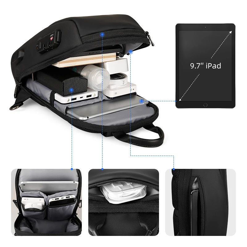 Мужская сумка-слинг Mark Ryden водонепроницаемая сумка через плечо с замком TSA