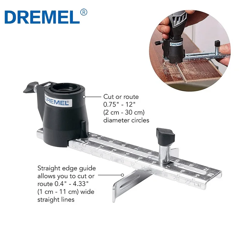

Dremel 678 Circular Cutting Attachment Straight Edge Guide Rail Set with 30 Cm Diameter Sanding Holes in Drywall Wood Laminates