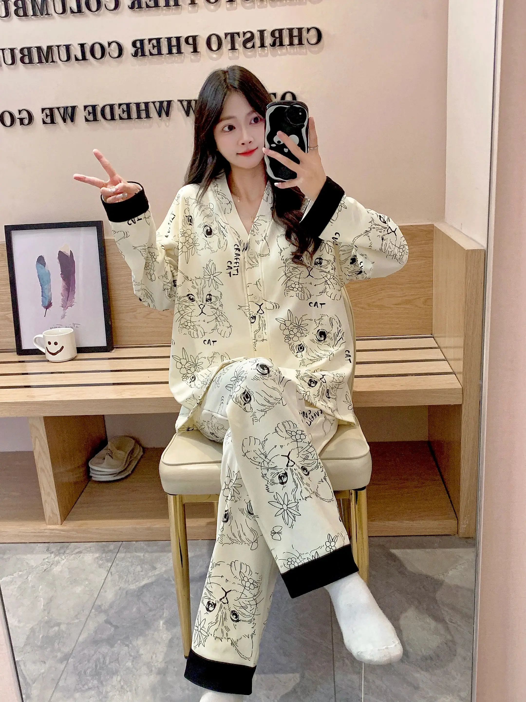 Пижамы женские 2 пижамы домашний костюм модная пижама женская домашняя одежда