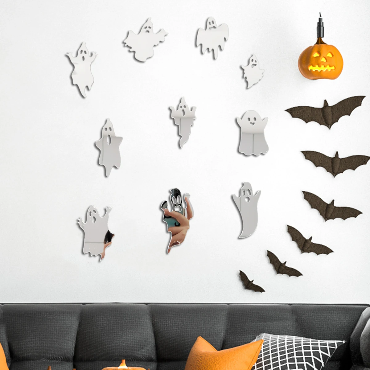 10 шт./набор акриловые зеркальные наклейки в виде привидений