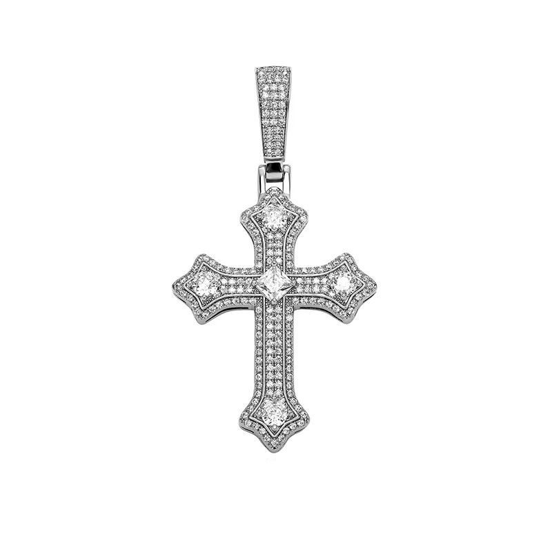 Фото Хип-хоп коготь квадратный циркон Bling Iced Out CZ крест подвески ожерелья для мужчин рэпер ювелирные изделия золото серебро цвет Прямая доставка №1