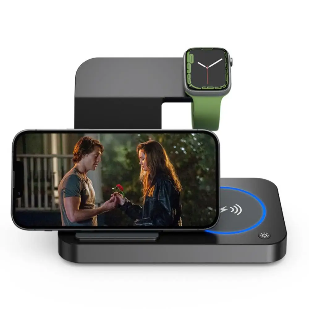 

Portable Fast Charging Dock Station Chargers 4 In 1 Charging Station Fireproof 15w For Iphone Mini Apple Watch 7 6 Airpods Pro