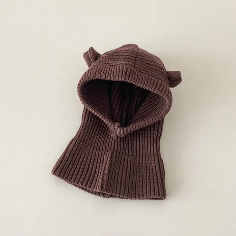 Детская вязаная шапка-балаклава, акрил, 0-2 года