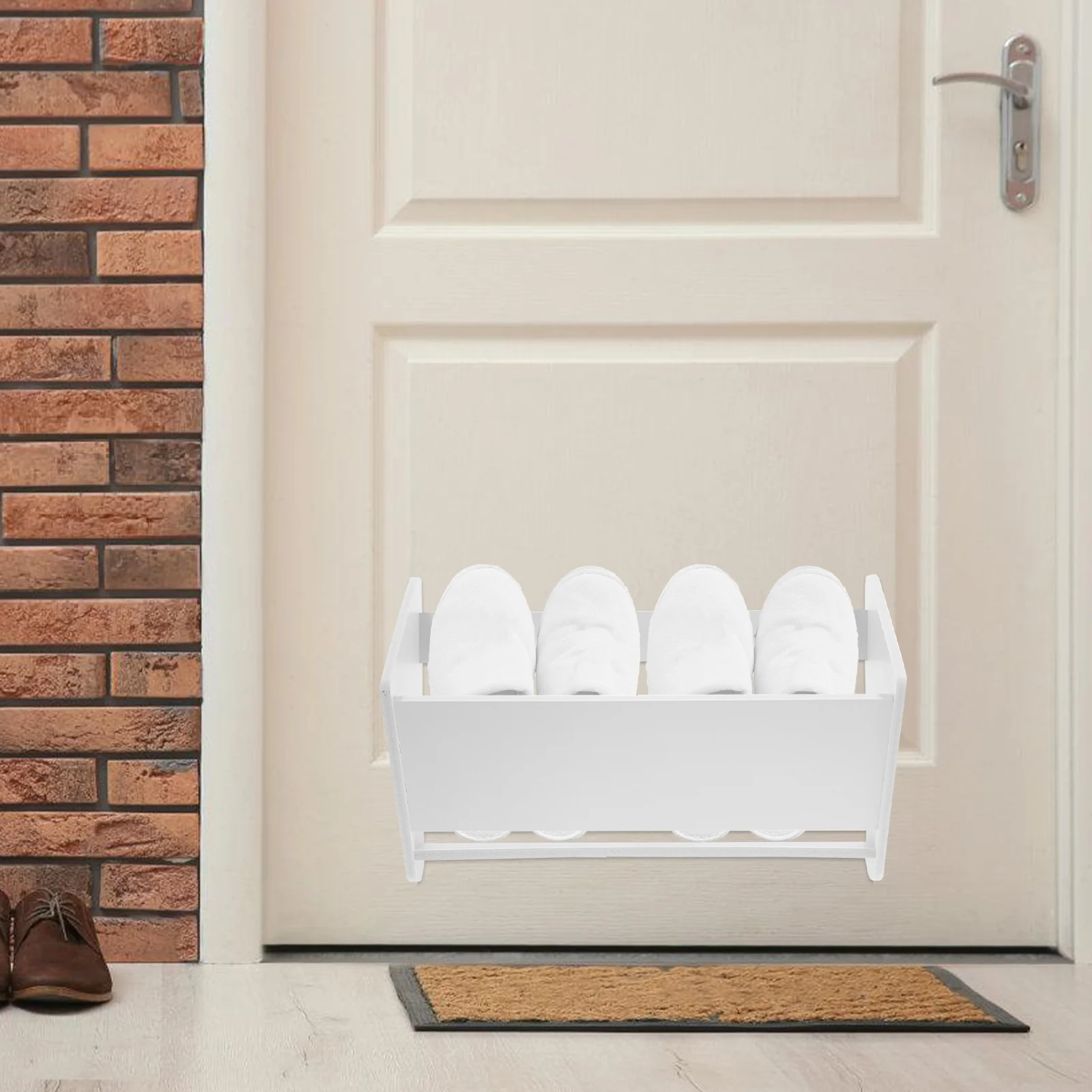 Коробка для обуви белые полки полка тапочек домашнего хранения настенный