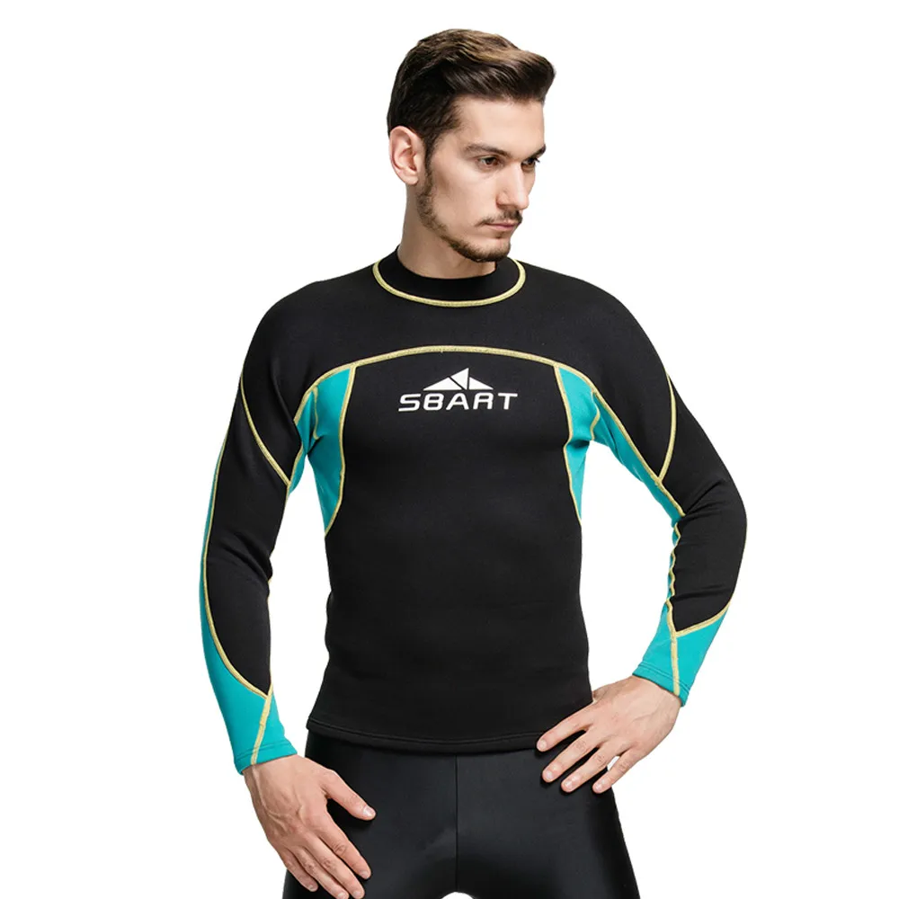 

SBART 2mm Neoprene Men Swimming Snorkeling Wetsuit Swimwear Kite Surfing Long Sleeve Tops Scuba Diving Beach Rash Guard