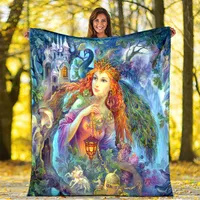 Beauty Dragon Pattern Flannel Throw Blanket 3D Fairytale Blanket Adult Children Home Bed Decor Sofa Bedding Hiking Picnic Gifts