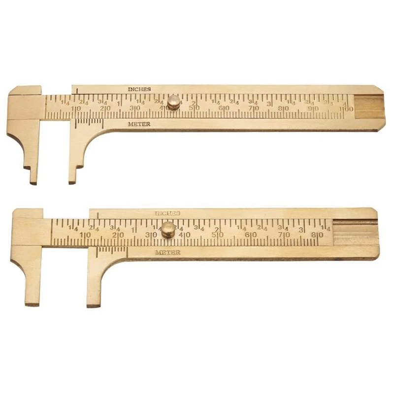 

2Pcs Vernier Caliper Digital Caliper Brass Sliding Gauge Vernier Caliper Ruler Measuring Tool Double Scales Mm/Inch 80Mm