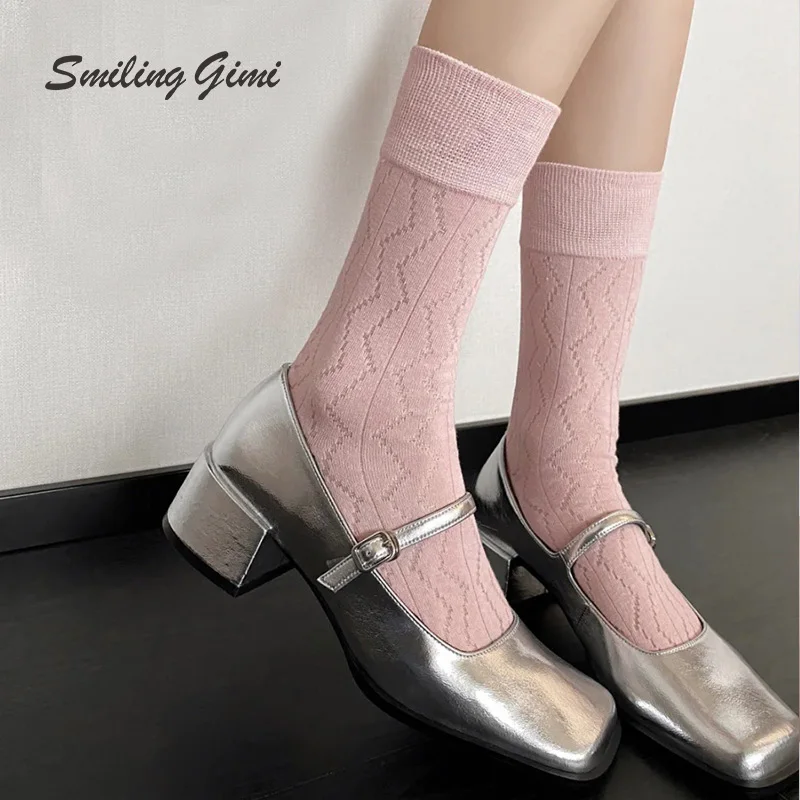 Japanese Korean Fashion Thin Socks Cotton Stockings Knee-socks Cute Lolita Lace Socks for Women Medias Golf Female Socks Summer