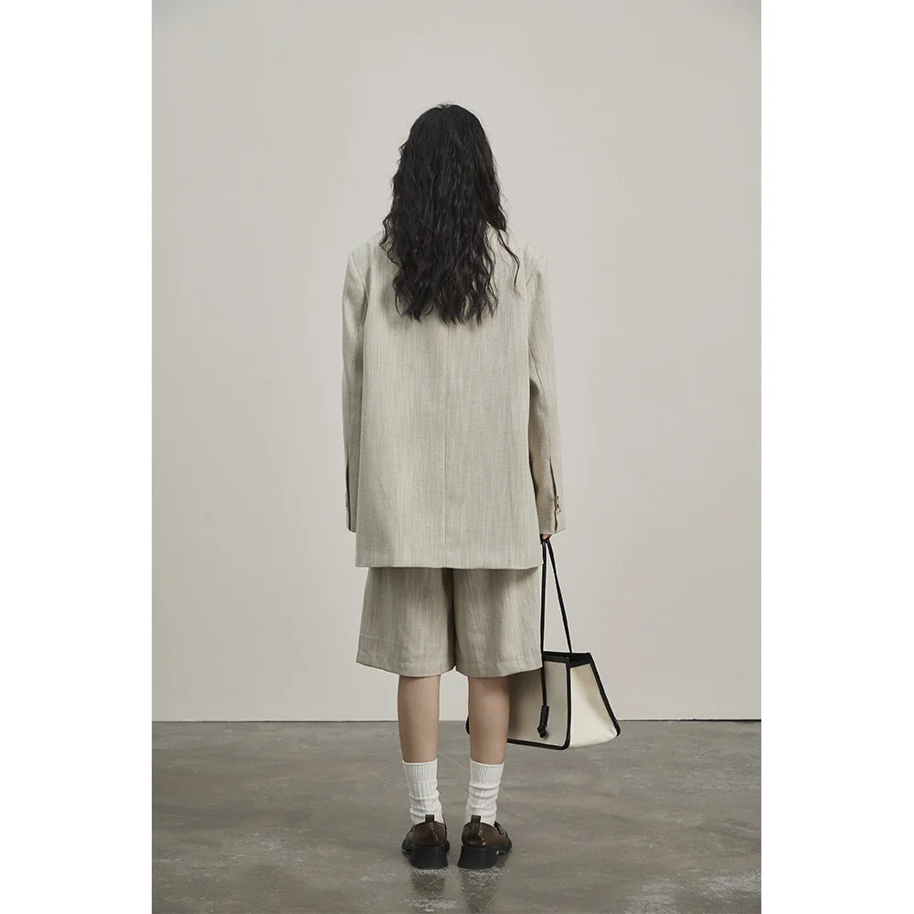 Новый модный льняной костюм в стиле ретро на весну и лето свободный силуэт тонкая