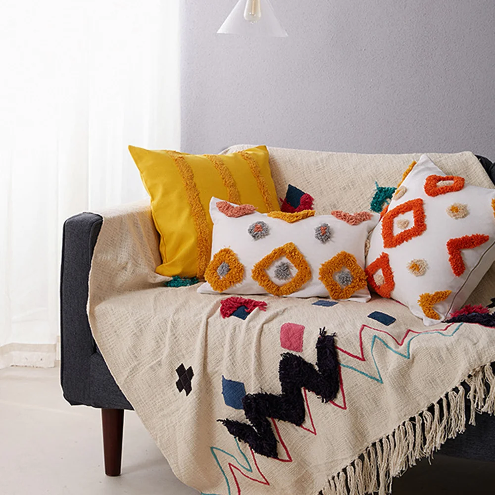 

Winter Cushion Cover Moroccan Geometric Cushion Case Washable Pillowcase 45*45cm Living Room Fall Pillow Decor