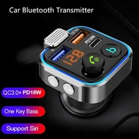 car wireless bluetooth 5 0 fm transmitter one key bass mp3 player usb car fast charger adapter handsfree audio receiver qc3 0 1