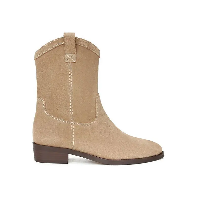 

Женские джинсовые ботинки с острым носком, на толстом каблуке