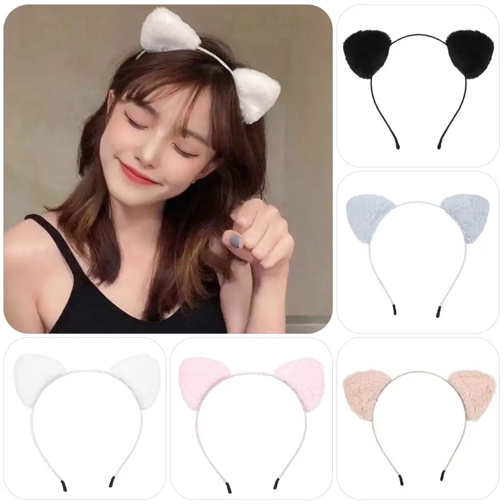 

Cute Cat Ears Head Bands Plush Face Wash Makeup Headband Hair Hoop For Night Party Bar Anime Cosplay