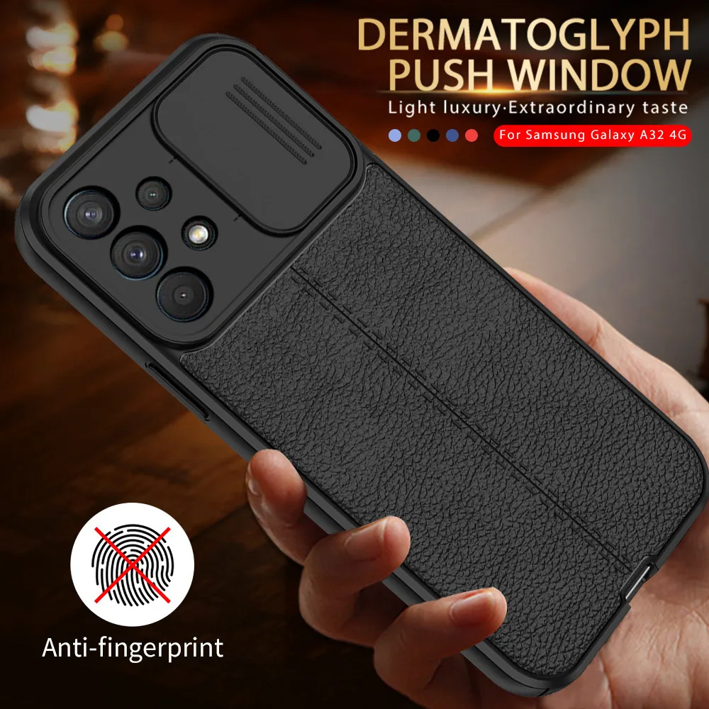 

Lychee Pattern Leather Case For Samsung Galaxy A52 A32 A72 5G A22 4G A12 A02 S A21S A51 A71 M31 M51 Push Camera Shockproof Cover