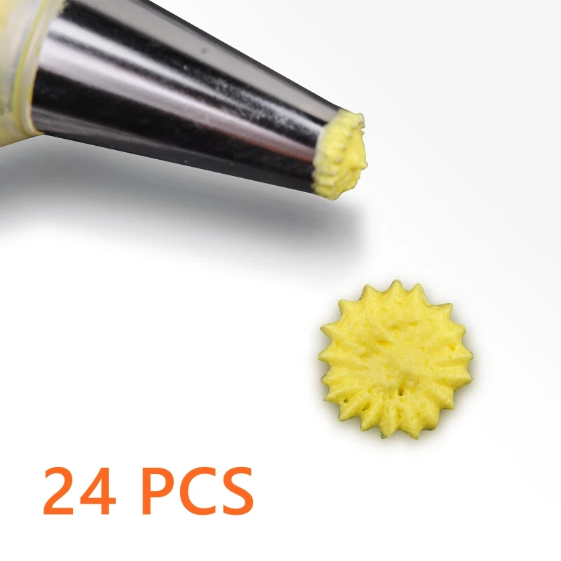 

24Pcs/Lot Stainless Steel Piping Mouth Baking Cake Cookies Dissolving Bean Tool Plastic Squeez Cream Scrapere Bags For Kitchen