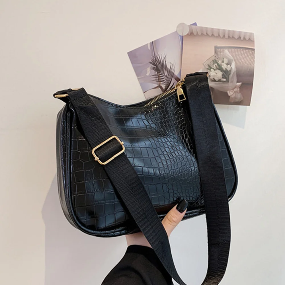 

Women PU Bags Alligator Pattern Ladies Handbags Leather Half Moon Fashion Simple Casual Portable Designer Purse Underarm Bag