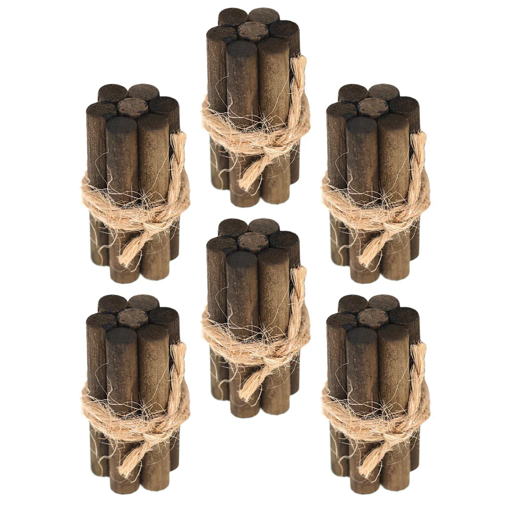 

6 Pcs Mini Firewood Pile Plaything Small Toys Props Craft Wooden Miniature Decor
