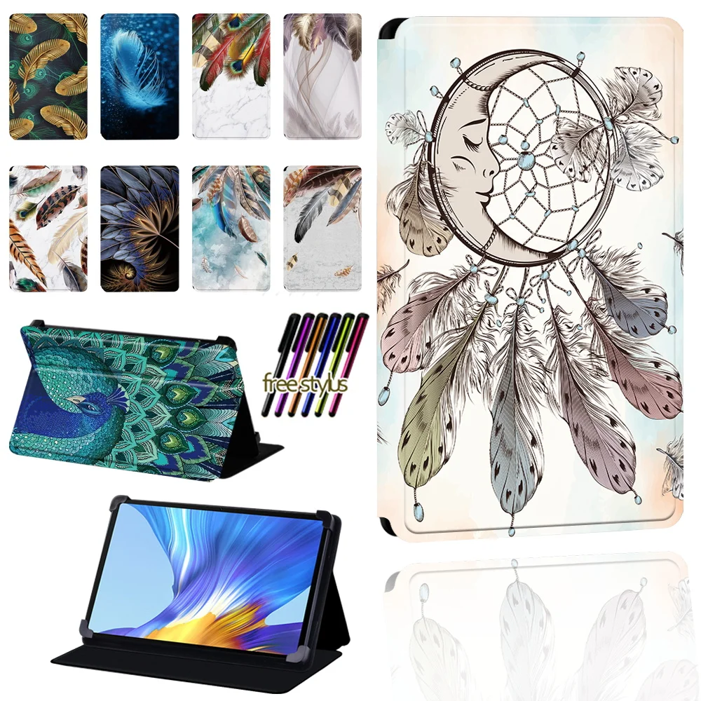 

Case for HuaweiMatePad 10.4"/MatePad 10.8"/MatePad Pro 10.8"/T8/Honor V6 Tablet Leather Protective Cover Feather Print
