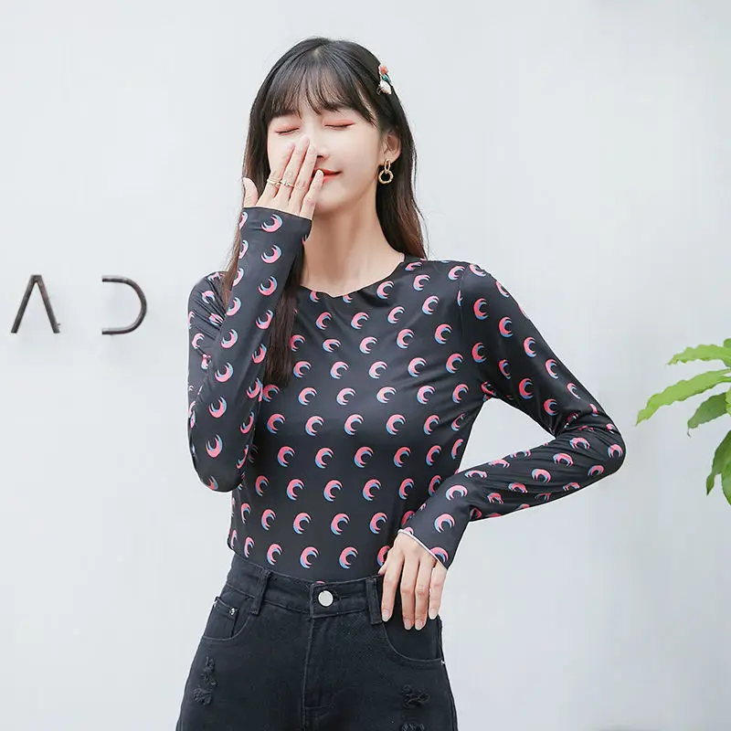 Разноцветная сексуальная тонкая облегающая модная футболка с длинными рукавами