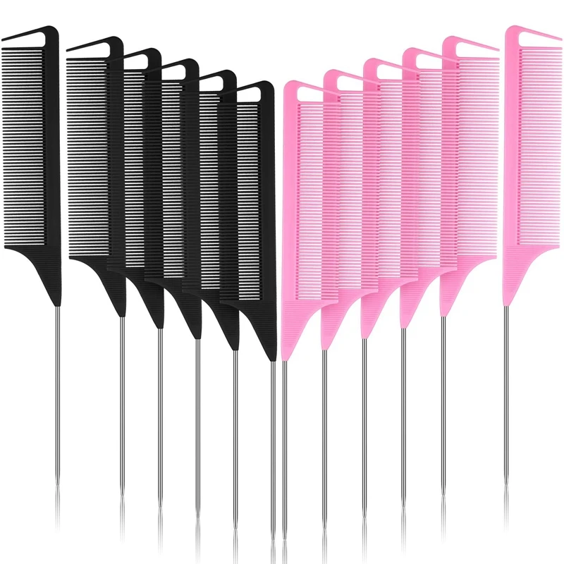 

12 Pieces Parting Comb For Braids, Teasing Combs With Stainless Steel Pintail For Hair Styling Hairdressing