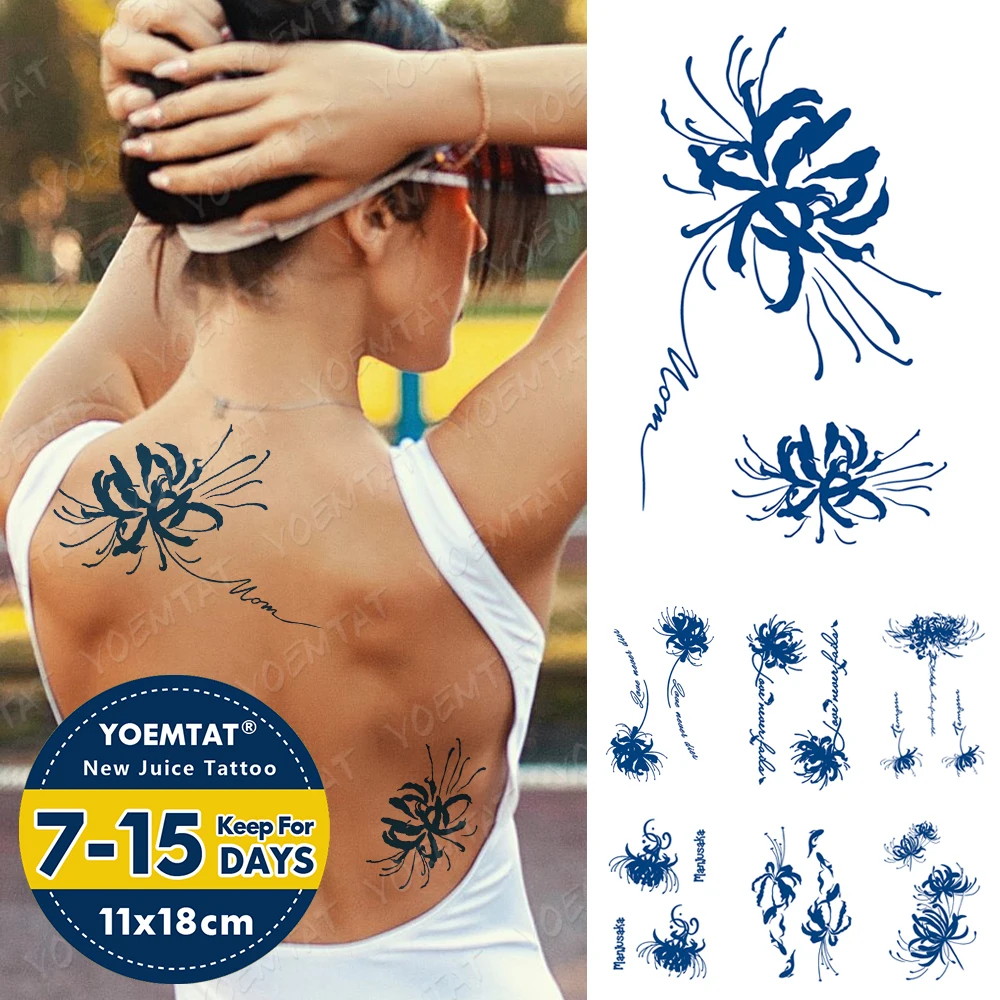 

3D Blue Ink Juice Long Lasting Waterproof Temporary Tattoo Stickers Other Side Sexy Transfer Body Art Fake Tattoos For Men Women