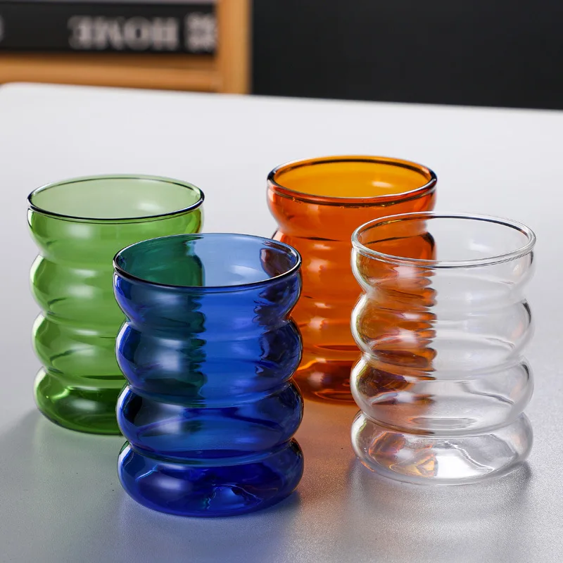 

Creative Water Bottle Wave Shape Glass Cup Heat-resistant Beer Drinkware Tea Mug Coffee Juice Milk Tea Home Cafe Drinkware Gift