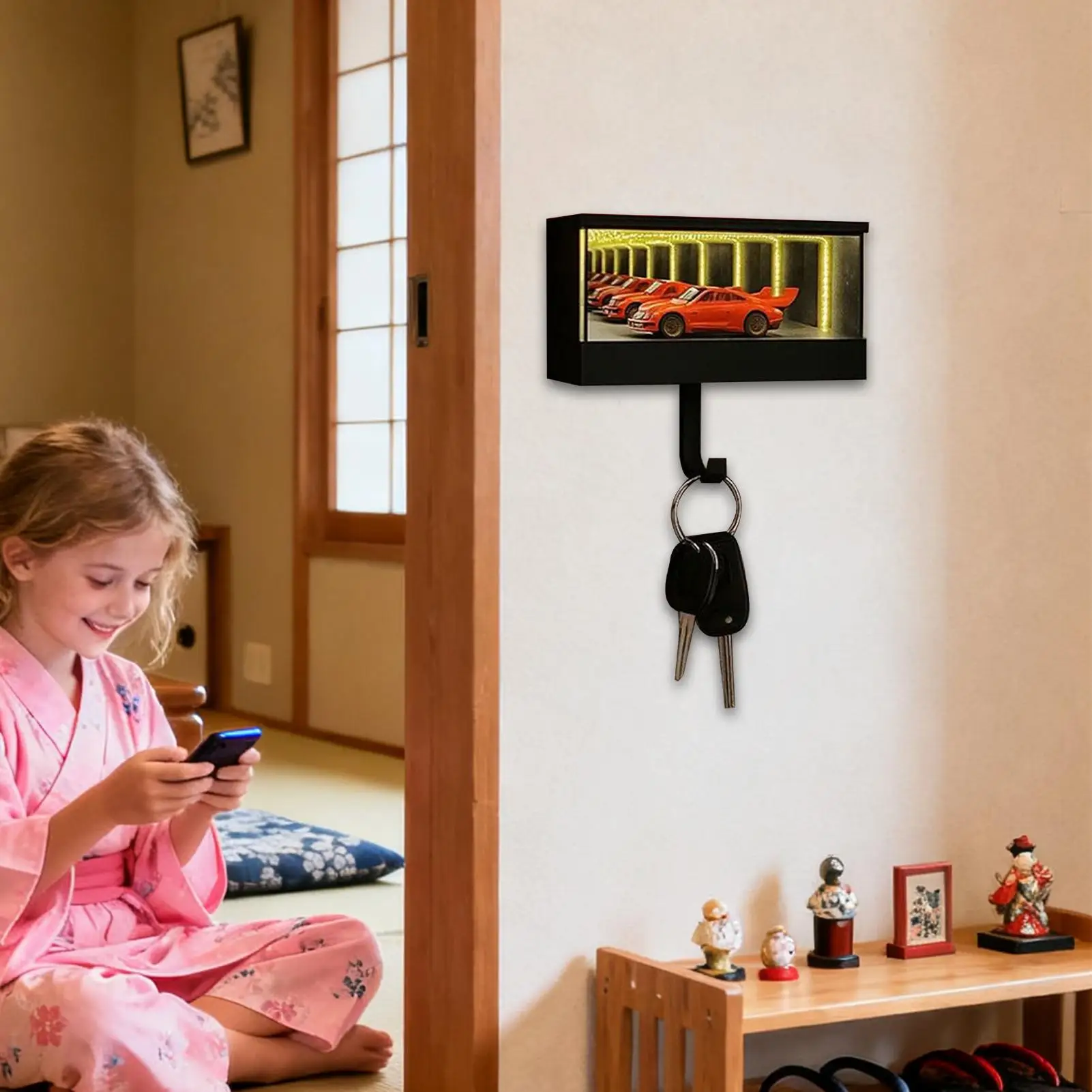 Бамбуковая вешалка для ключей с подсветкой