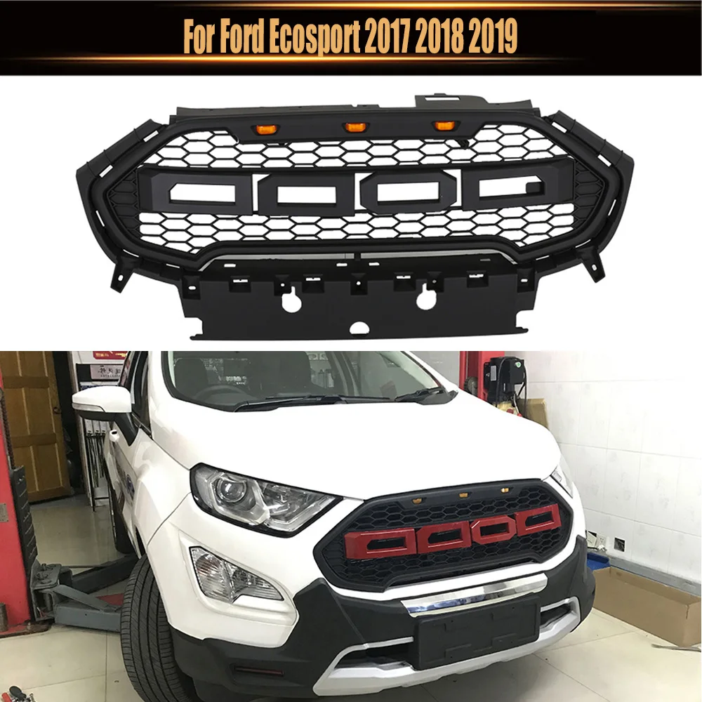 

For Ford Ecosport 2017 2018 2019 Auto ABS Mask Grill Modified Front Upper Bumper Cover Grills Racing Grille Cover Exterior Fit