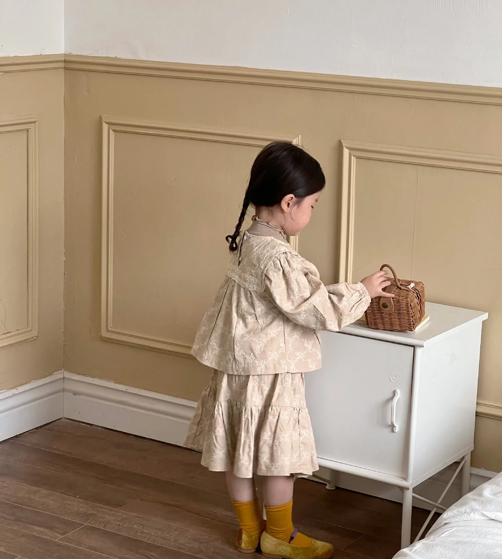 RiniLucia 2022 Autumn Girls' Clothing Sets Lace Floral Tops+Long Skirt 2Pcs Suit Princess Toddler Baby Kids Children Clothes