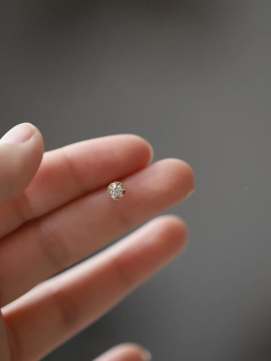 Серьги-гвоздики из стерлингового серебра 925 пробы 4 К золото сердце любви