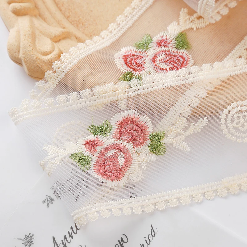 4 5 метра вышитые кружевные ленты винтажные розы полые резные сетчатые пришивные