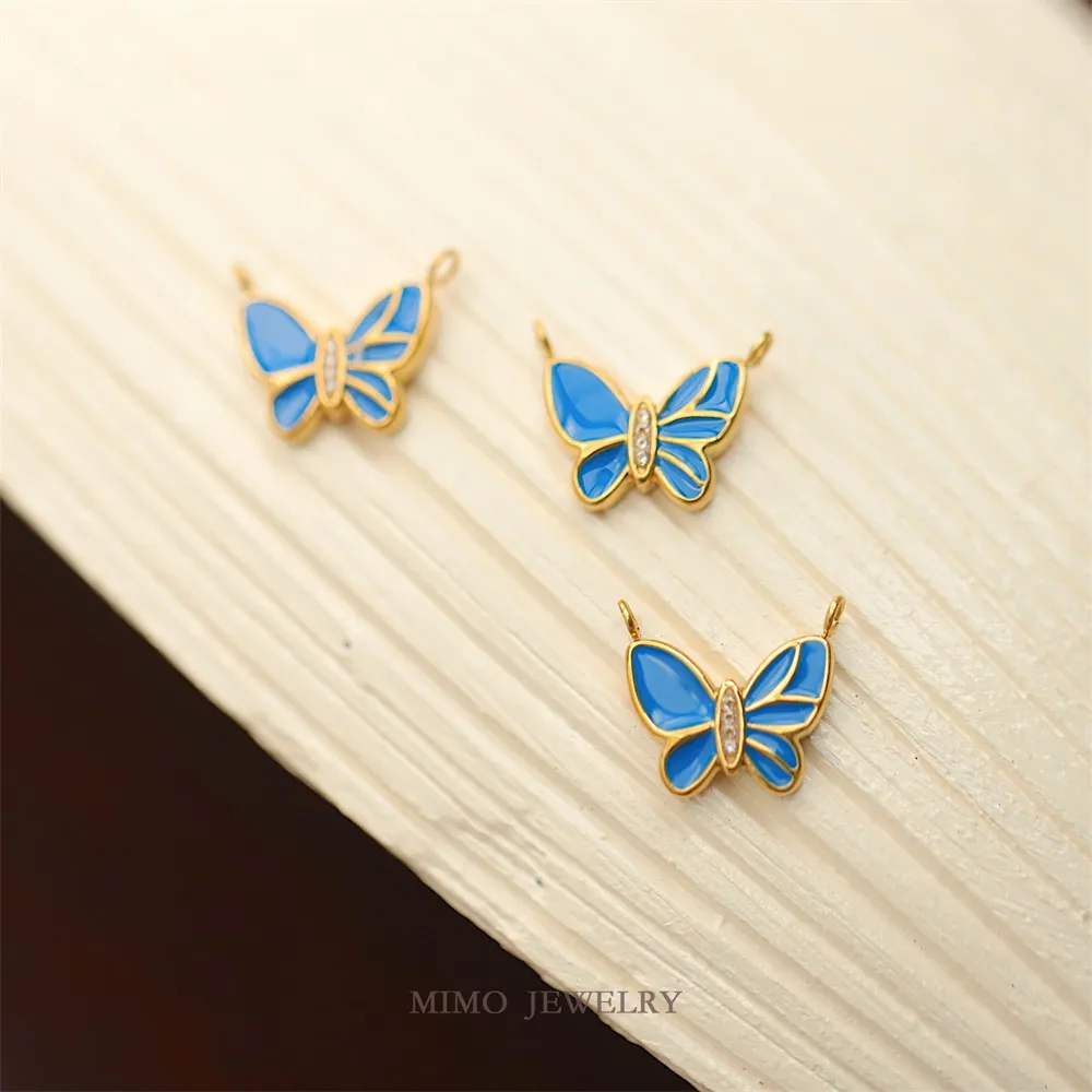 

Titanium Steel Gold-plated Mysterious Elegant Kong Quelan Butterfly Zircon Necklace Pendant DIY Accessories