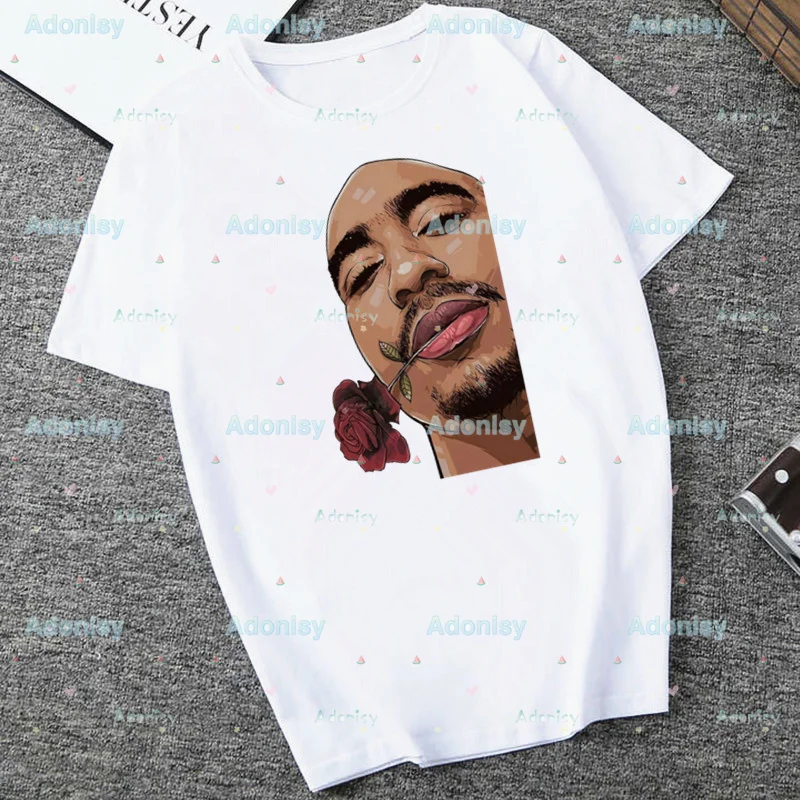 

2pac Cartoon Graphic Tees Summer Tops Harajuku T Shirt Streetwear Women T-Shirts