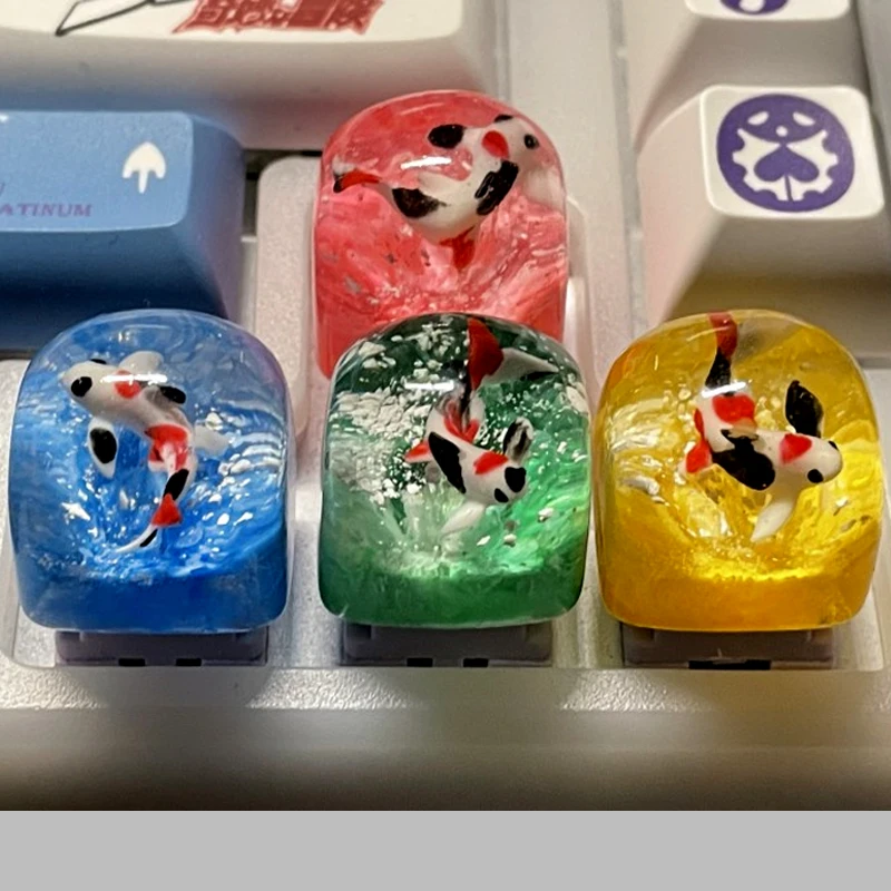 

Chanchi Resin Personalized Key Cap Handmade Koi Fish Translucent Mechanical Keyboard DIY Computer Key Creative Gift Key Cap