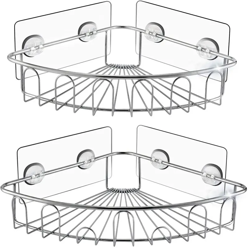 

Угловая душевая полка для душа, крепящаяся на клейкой основе, настенная, без сверления, из нержавеющей стали SUS304, органайзер для хранения (се...